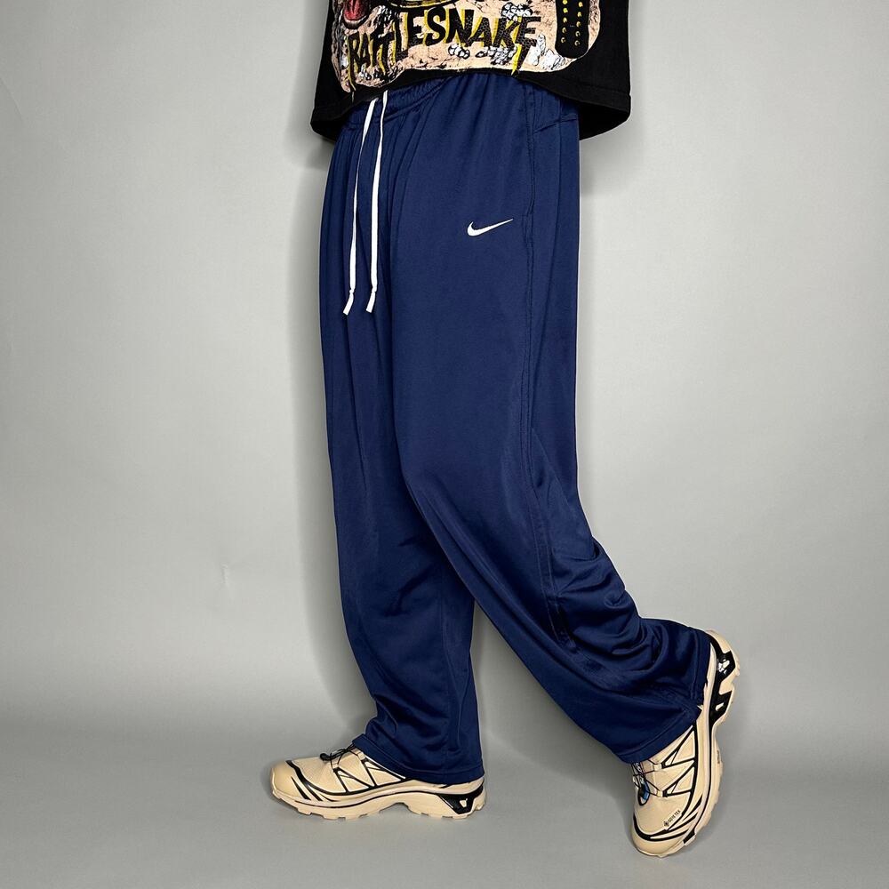 Vintage Y2K Nike Sweatpants Mens 2XL Baggy Wide Leg Navy Blue White Swoosh